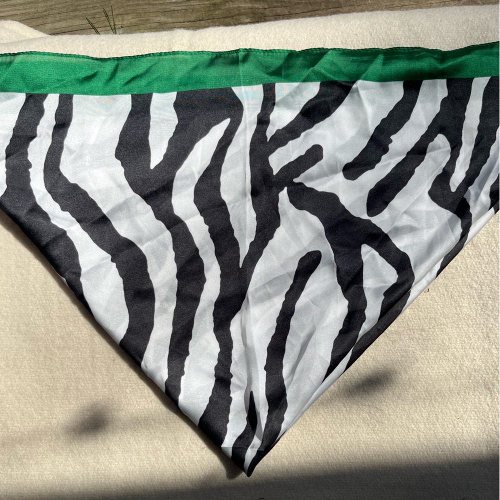 Zebra Print Scarf with Green Border - Picture 4 of 4
